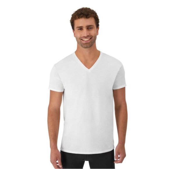 Hanes Men's White V-Neck Cotton Undershirt, 10-Pack - Picture 3 of 5